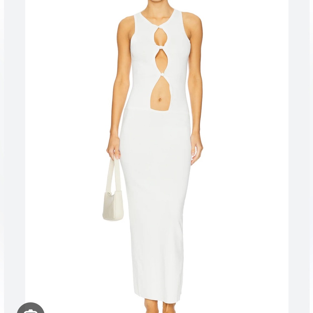 Lioness White Plunge Sleeveless Bodycon Maxi Dress